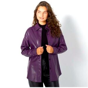 Badgley Mischka Vegan Leather Shirt Jacket Stretch Shacket NWT size XS $168